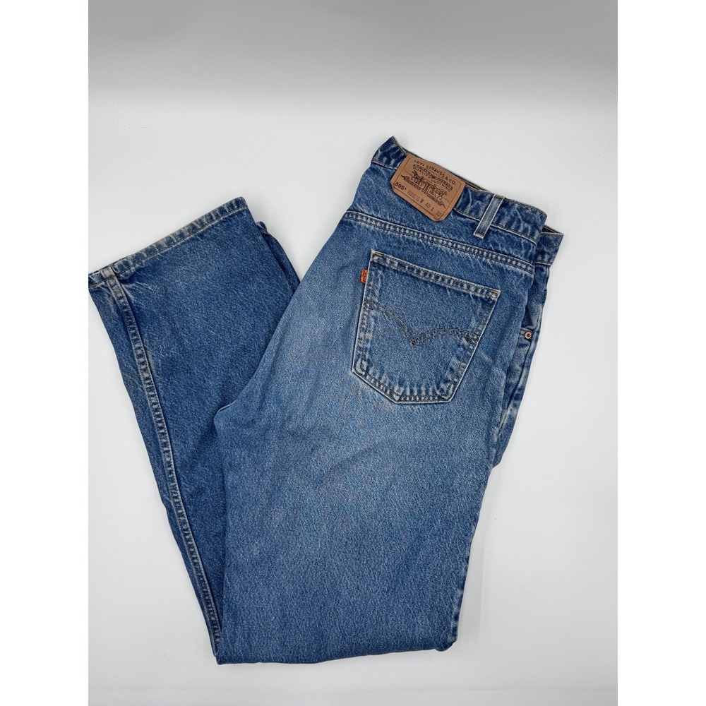 Levis Mens Orange Tab 505 Regular Fit Straight Leg Denim Jeans Vintage